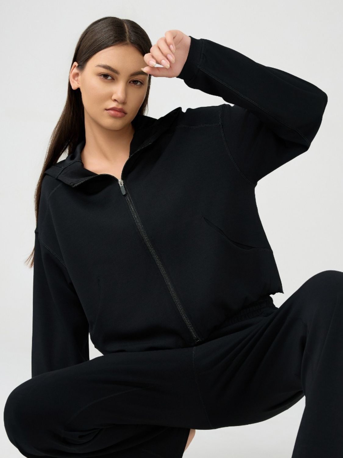 Millennia Zip Up Dropped Shoulder Active Hooded